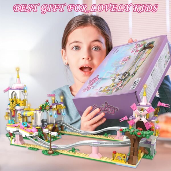 Friends Roller Coaster Castle Building Set, 738 Pcs Creative Amusement Park Cast... - Image 8