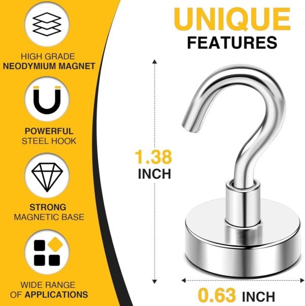DIYMAG Magnetic Hooks, 30lbs+ Magnet Hook 2025 Cruise Cabin Ship Essentials Heav... - Image 6