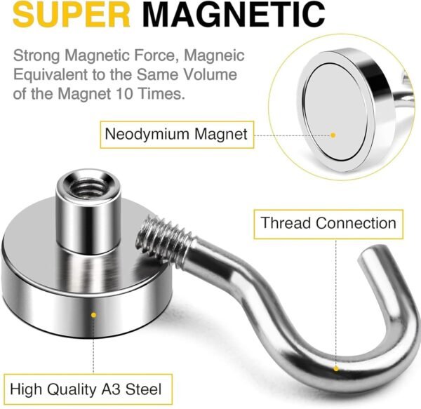DIYMAG Magnetic Hooks, 30lbs+ Magnet Hook 2025 Cruise Cabin Ship Essentials Heav... - Image 8