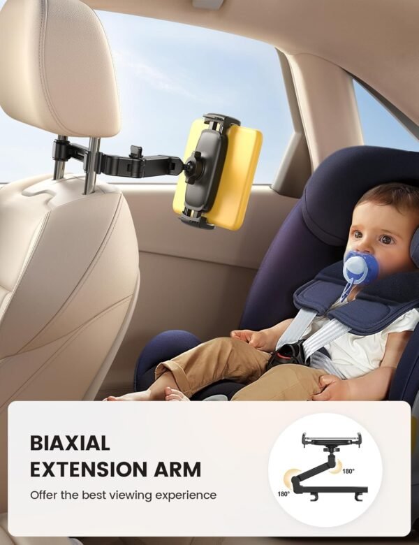 Lamicall Car Headrest Tablet Holder - [3 in 1 Extension Arm] Adjustable Tablet C... - Image 3