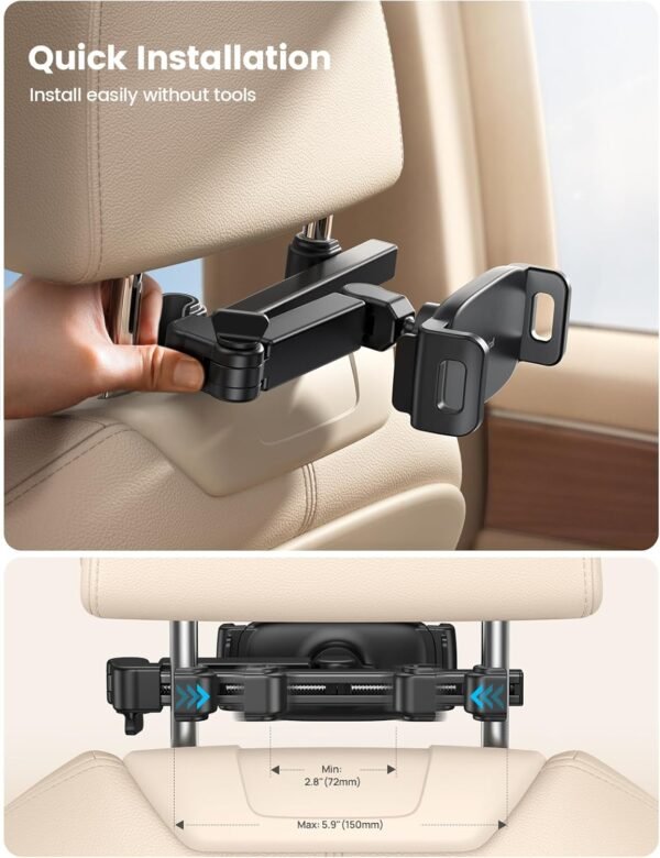 Lamicall Car Headrest Tablet Holder - [3 in 1 Extension Arm] Adjustable Tablet C... - Image 7