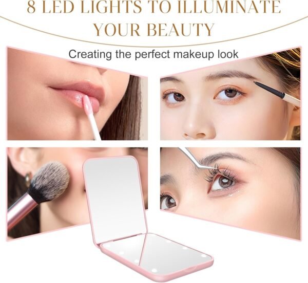 Compact Mirror, 1X/3X Magnification LED Pocket Mirror with Nternal BIattery, Min... - Image 3