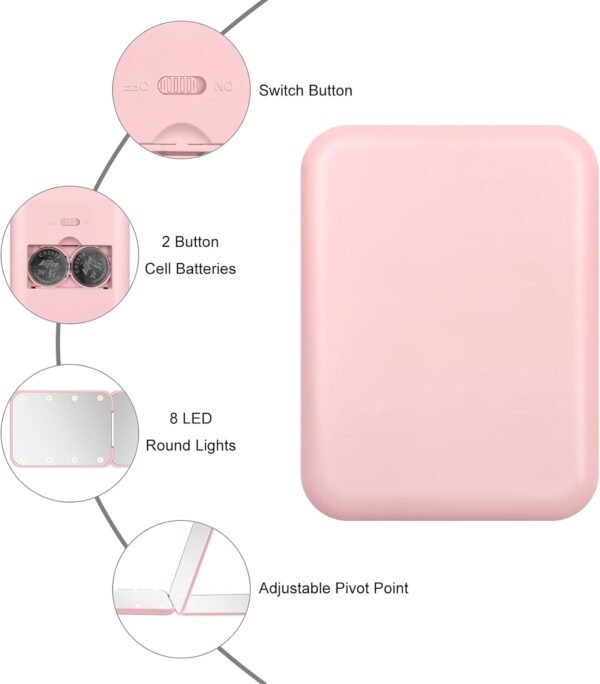 Compact Mirror, 1X/3X Magnification LED Pocket Mirror with Nternal BIattery, Min... - Image 4