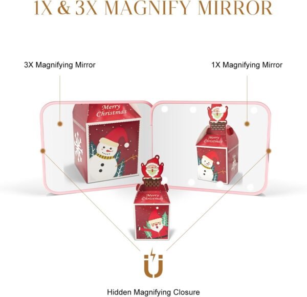 Compact Mirror, 1X/3X Magnification LED Pocket Mirror with Nternal BIattery, Min... - Image 6
