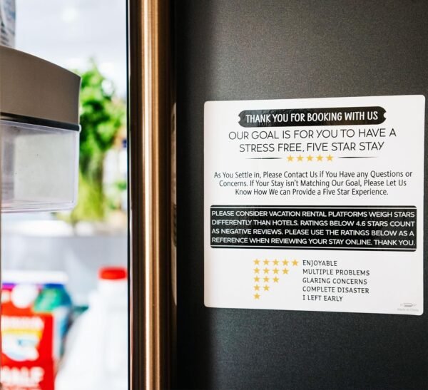 White & Black Airbnb Review Fridge Magnet, VRBO Airbnb Essentials for Hosts, Air... - Image 3