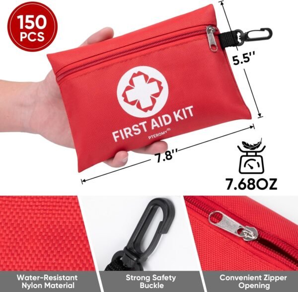 PTEROMY 150 Piece Mini First Aid Kit, Portable Small Emergency Kits Compact 1st ... - Image 5