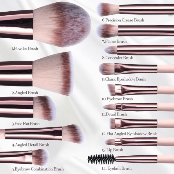 BS-MALL Makeup Brushes Foundation Powder Concealers Eye Shadows Makeup Set with ... - Image 7