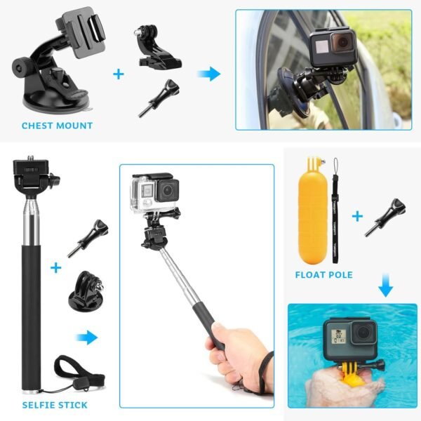 Luxebell Accessories Kit for AKASO EK5000 EK7000 4K WiFi Action Camera GoPro Her... - Image 3
