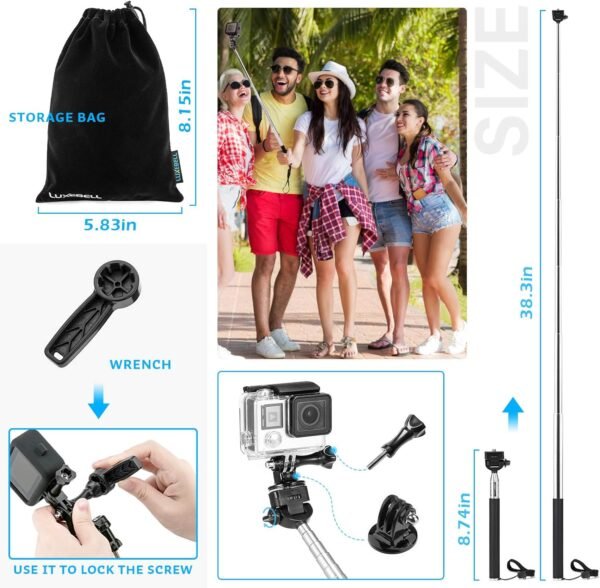 Luxebell Accessories Kit for AKASO EK5000 EK7000 4K WiFi Action Camera GoPro Her... - Image 7