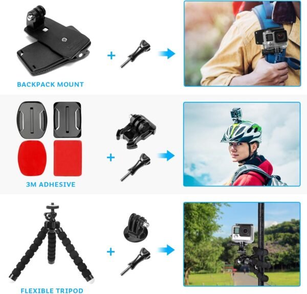 Luxebell Accessories Kit for AKASO EK5000 EK7000 4K WiFi Action Camera GoPro Her... - Image 8