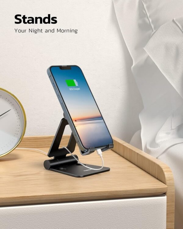Nulaxy Dual Folding Cell Phone Stand, Fully Adjustable Foldable Desktop Phone Ho... - Image 4