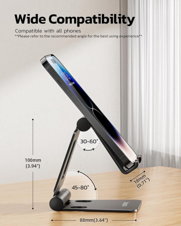 Nulaxy Dual Folding Cell Phone Stand, Fully Adjustable Foldable Desktop Phone Ho... - Image 5