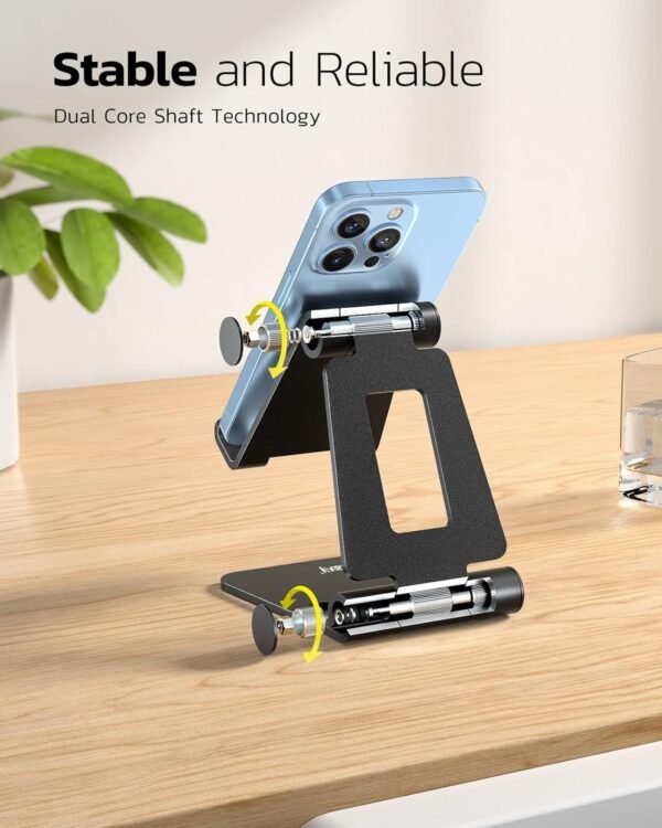 Nulaxy Dual Folding Cell Phone Stand, Fully Adjustable Foldable Desktop Phone Ho... - Image 6
