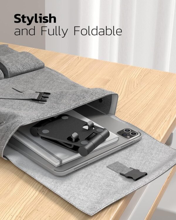 Nulaxy Dual Folding Cell Phone Stand, Fully Adjustable Foldable Desktop Phone Ho... - Image 7