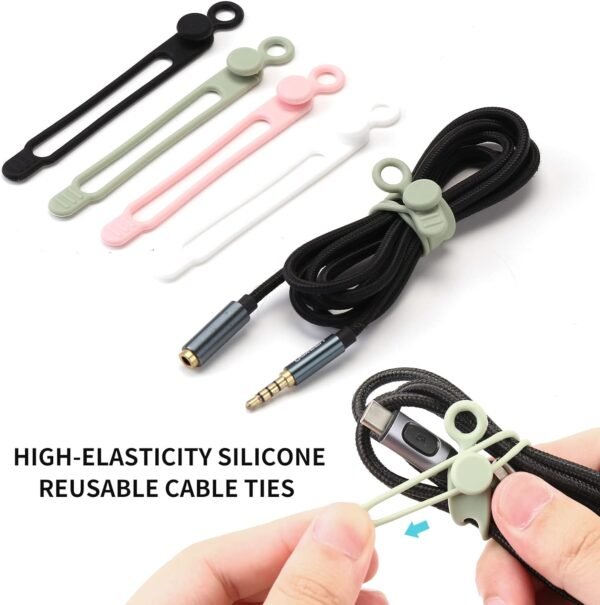 [20Park]UMUST Silicone Cable Ties,Reusable Cable Management Organizer, Multipurp... - Image 4