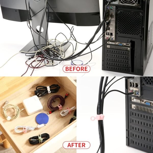 [20Park]UMUST Silicone Cable Ties,Reusable Cable Management Organizer, Multipurp... - Image 5