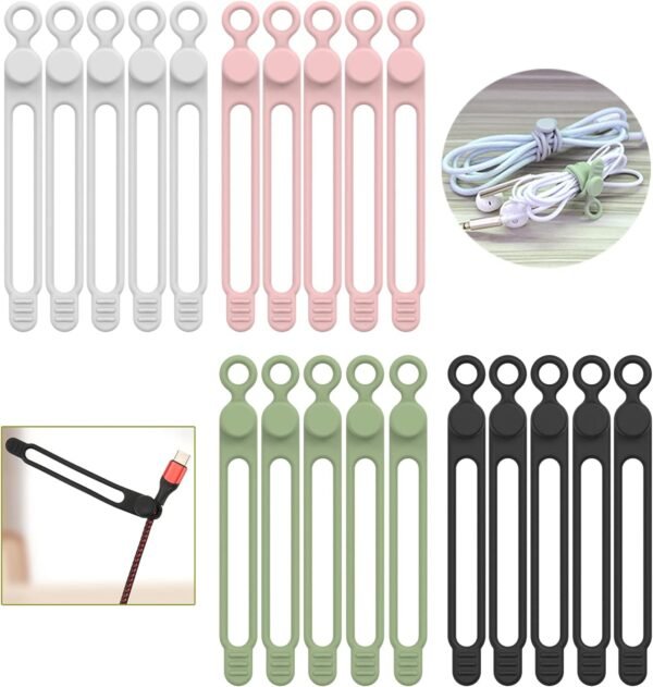 [20Park]UMUST Silicone Cable Ties,Reusable Cable Management Organizer, Multipurp... - Image 2