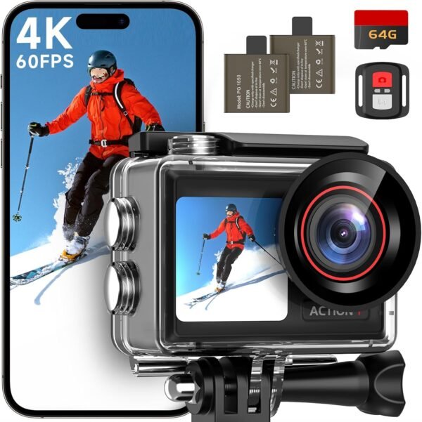 4K60FPS 30MP Action Camera with Front LCD and Touch Rear Screens, Underwater Cam... - Image 2