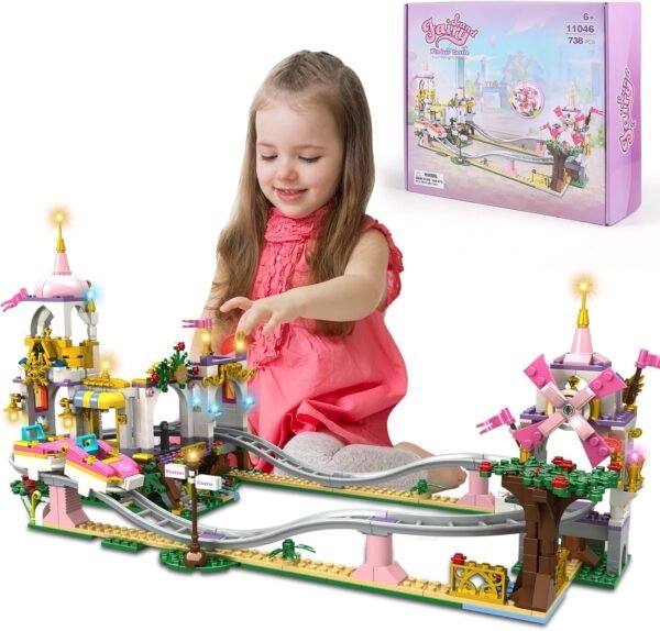 Friends Roller Coaster Castle Building Set, 738 Pcs Creative Amusement Park Cast... - Image 2