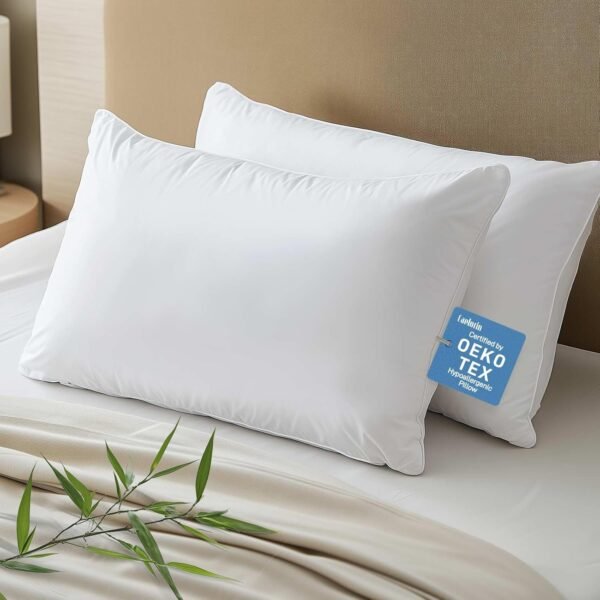 Hypoallergenic Bamboo Viscose Breathable Pillows with Down Alternative Filling, ... - Image 2