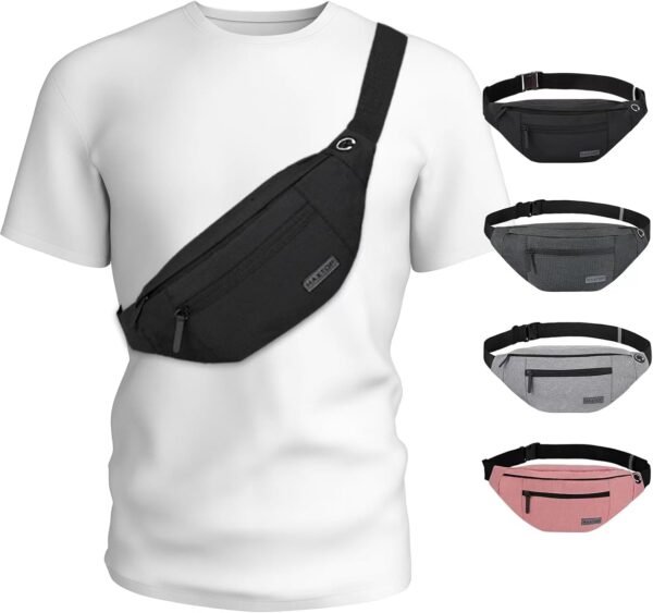 MAXTOP Large Crossbody Fanny Pack with 4-Zipper Pockets,Gifts for Enjoy Sports F... - Image 2