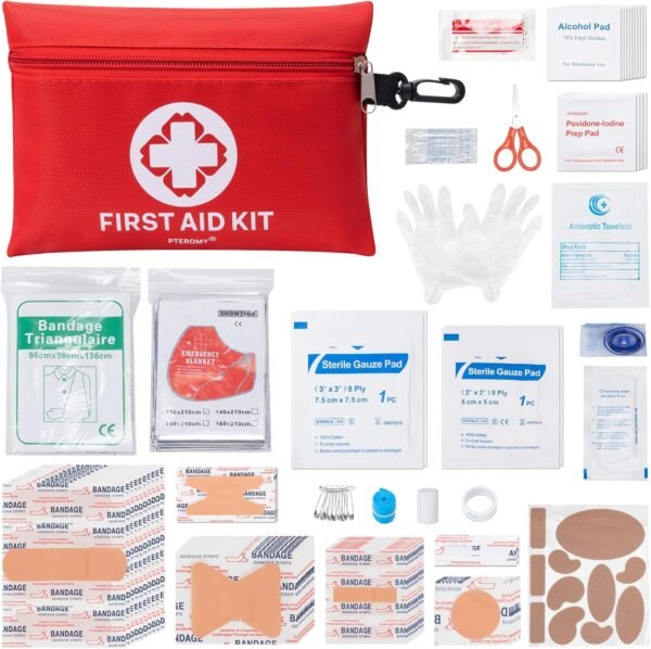 PTEROMY 150 Piece Mini First Aid Kit, Portable Small Emergency Kits Compact 1st ... - Image 2