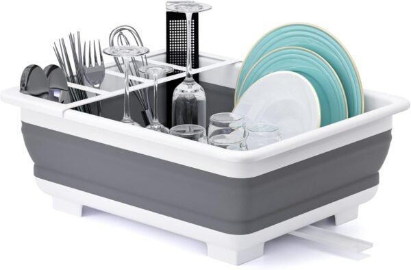 THANSTAR Collapsible Dish Drying Rack Portable Dinnerware Drainer Organizer for ... - Image 2