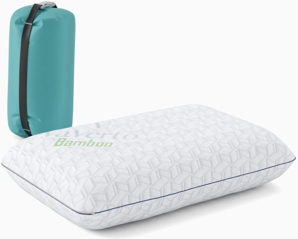 Vaverto Small Memory Foam Bed Pillow for Camping - Compressible Medium Firm, Bre... - Image 2