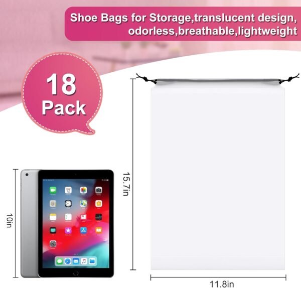 Vivinin 18 Pack Shoe Bags - 11.8in x 15.7in, Storage Bags for Packing, Travel Es... - Image 3