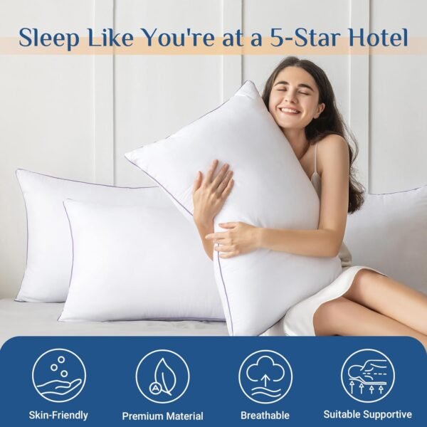 JOLLYVOGUE Pillows Queen Size Set of 4, Washable Supportive Bed Pillows with Sup... - Image 3