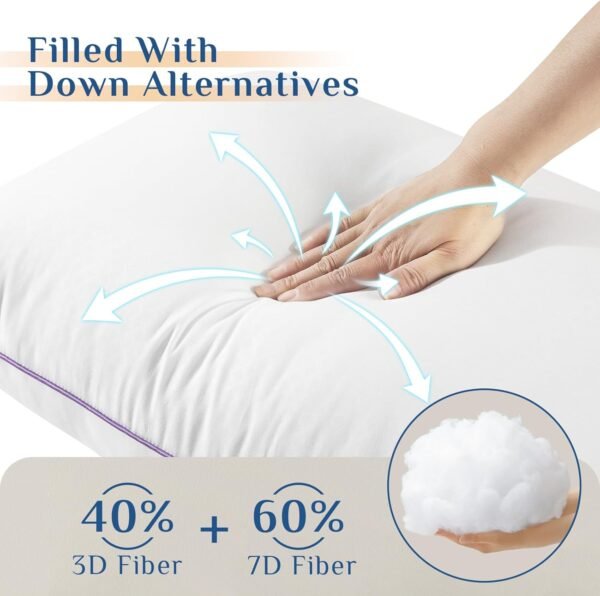 JOLLYVOGUE Pillows Queen Size Set of 4, Washable Supportive Bed Pillows with Sup... - Image 4