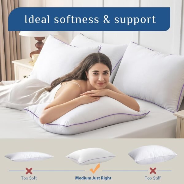 JOLLYVOGUE Pillows Queen Size Set of 4, Washable Supportive Bed Pillows with Sup... - Image 6