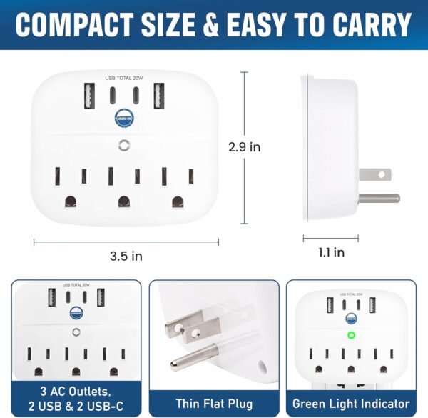 Cruise Approved Non Surge Power Strip [2 USBC, 2 USB, 3 AC] - Cruise Essentials ... - Image 5