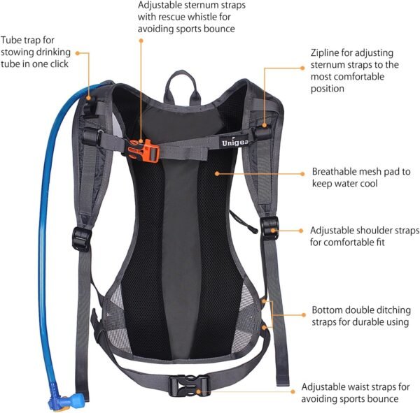 Unigear Hydration Pack Backpack with 70 oz 2L Water Bladder for Running, Hiking,... - Image 4