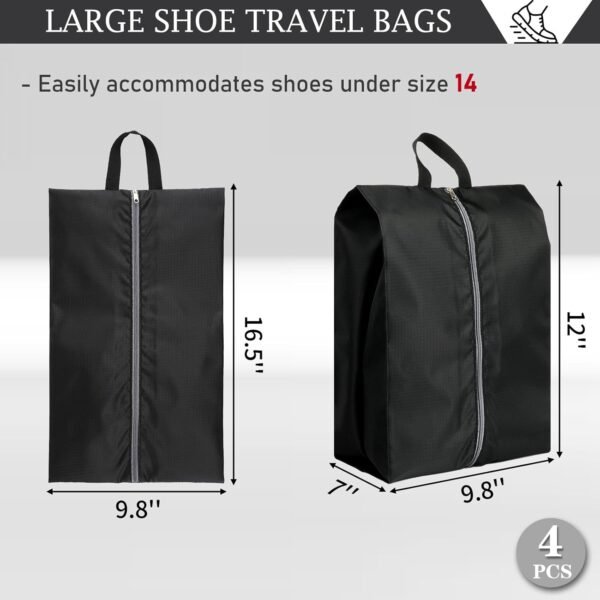 Shoe Bags for Travel, Set of 4 Pack Shoe Travel Bags for Packing, Large Waterpro... - Image 3