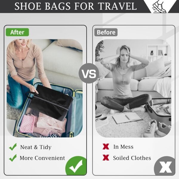 Shoe Bags for Travel, Set of 4 Pack Shoe Travel Bags for Packing, Large Waterpro... - Image 6