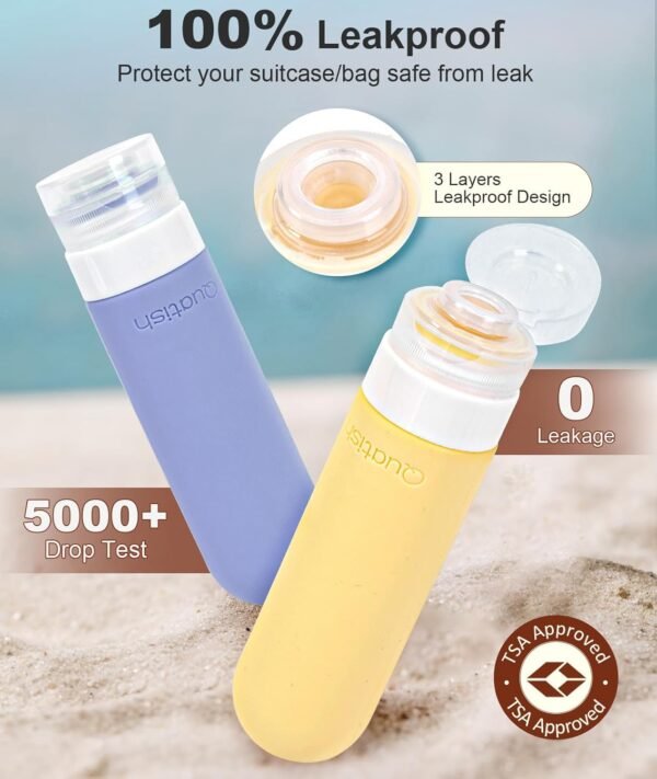 Quatish Travel Bottles for Toiletries 6 Pack, Original Patented Leakproof 3 oz T... - Image 4