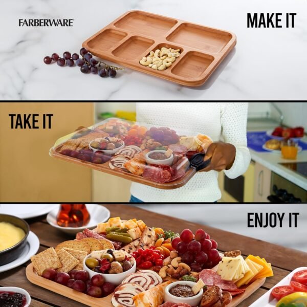 FARBERWARE Build-A-Board Bamboo Cutting Board with Built-In Compartments and Cle... - Image 4