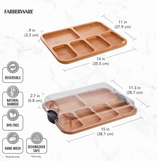 FARBERWARE Build-A-Board Bamboo Cutting Board with Built-In Compartments and Cle... - Image 7