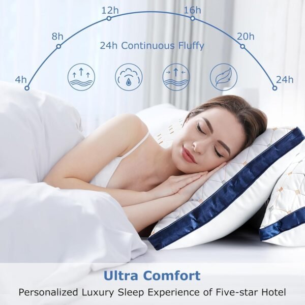 Bed Pillows Queen Size Set of 2, Luxury Hotel Quality Queen Bed Pillows, Fluffy ... - Image 4