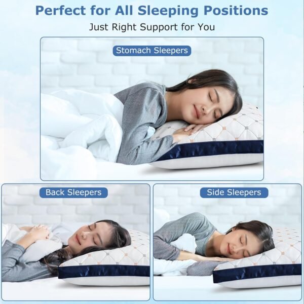 Bed Pillows Queen Size Set of 2, Luxury Hotel Quality Queen Bed Pillows, Fluffy ... - Image 7