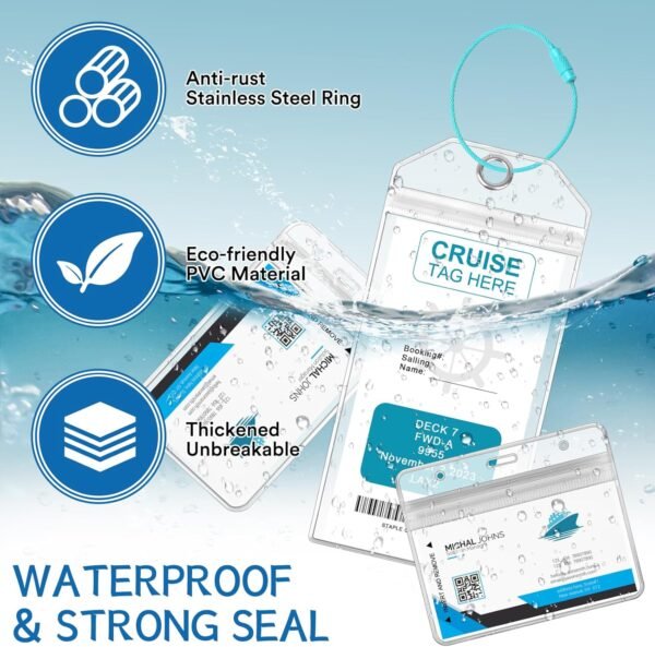 8 Pack Cruise Lanyards Set for Ship Cards, with Retractable Badge Reel Waterproo... - Image 6