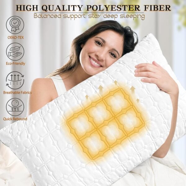 Cooling King Size Pillows Set of 2, Hotel Quality Bed Pillows for Side, Back, St... - Image 4