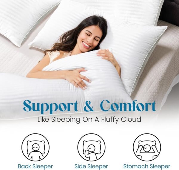 Queen Size Pillows Set of 2 Down Alternative – Soft & Fluffy Queen Pillows with ... - Image 5