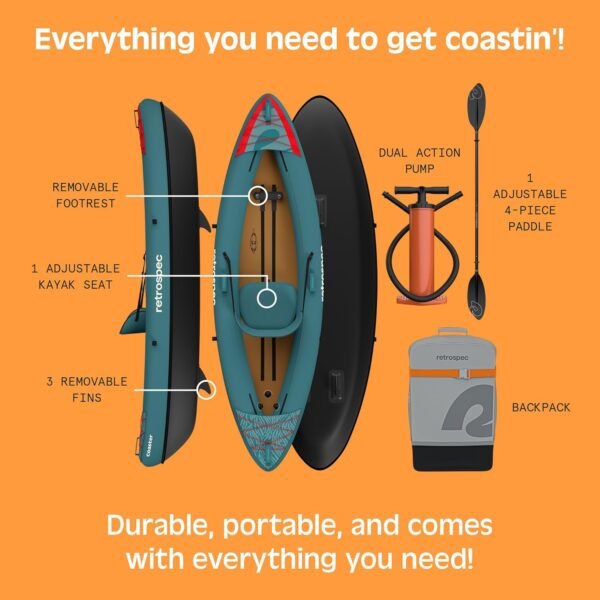 Retrospec Coaster Single & Tandem Inflatable Kayak - Image 6