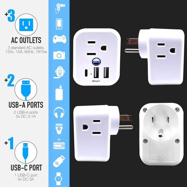 Cruise Approved Power Strip Non Surge Protector for Cruise Ship Multi Plug, 6 Ou... - Image 4