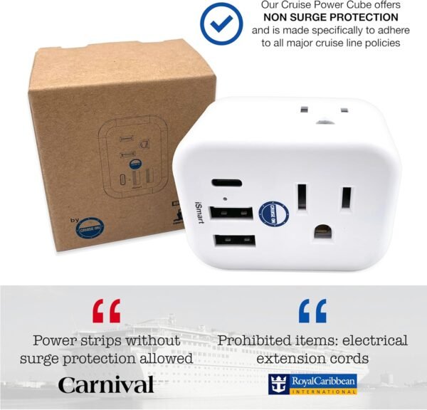 Cruise Approved Power Strip Non Surge Protector for Cruise Ship Multi Plug, 6 Ou... - Image 7
