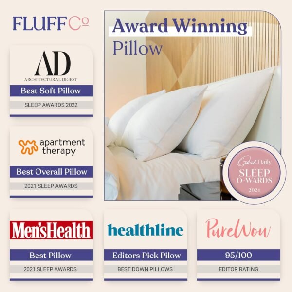 FluffCo Zen Fluff Pillows - Down Alternative - Standard/Queen Bed Pillow for Sle... - Image 3