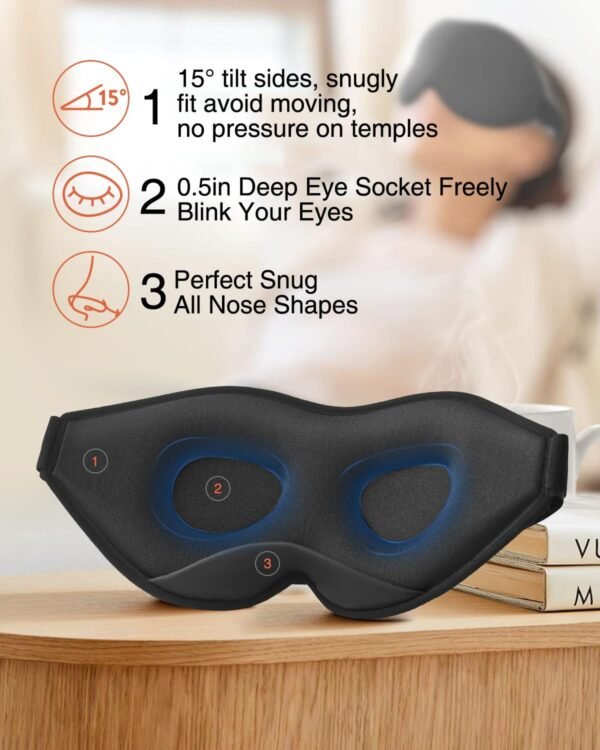 MABAO Sleep Mask for Side Sleeper, Eye Mask for Sleeping Women Men, 3D Contoured... - Image 4