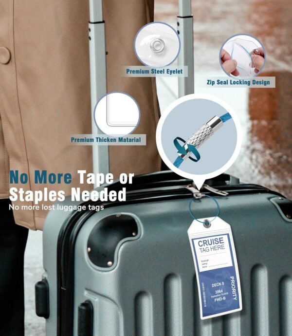 6 Pack Luggage Tag Holder, 2 Pack Lanyard for Ship Cards, For Royal Caribbean, C... - Image 4